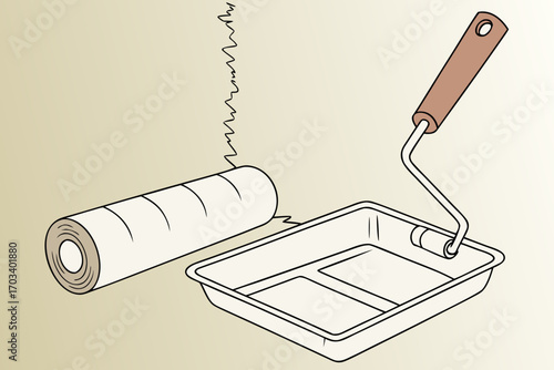 Wallpapering Tools Roller Tray and Roll.