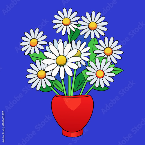 Vase of White Daisies