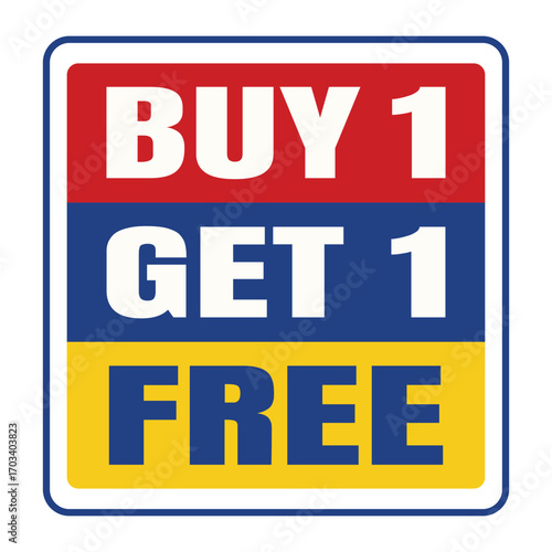 Buy one get one free promotional design with bold text