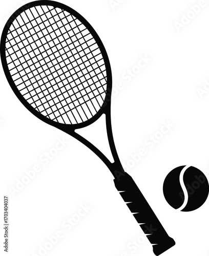 Tennis racket and ball isolated on white background isolated on transparent background