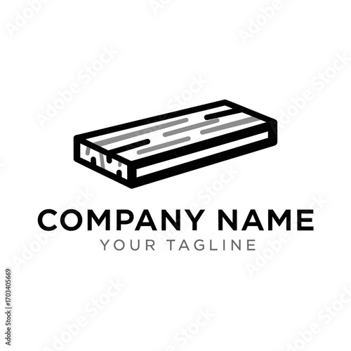A simple, bold line art logo featuring a wooden plank or block, suitable for construction or carpentry businesses.