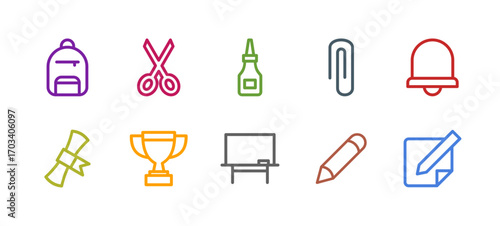 Achievement and Motivation Icon Set Flat Colorful Solid Line Bold Line Vector Collection