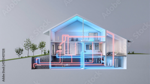 Smart Home Climate Control System Cross-Section