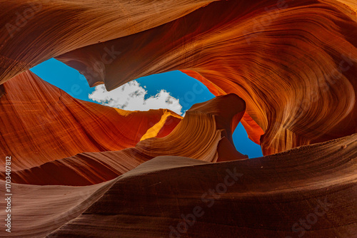 アメリカ　アリゾナ州のロウワーアンテロープキャニオンの風景　グランドキャニオン　グランドサークル