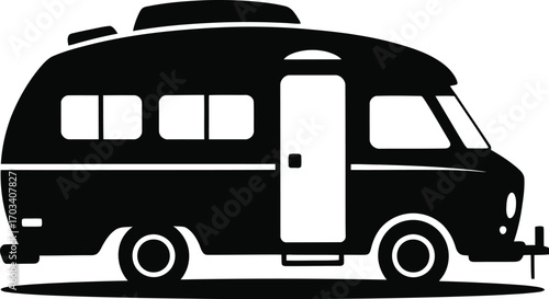 Black camper van with windows and door travel trailer