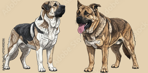 Armenian Gampr dog standing pose vector illustration