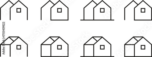 Simple monochrome house icon set