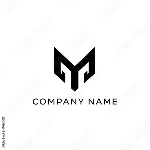 black and white logo design with the letter M.