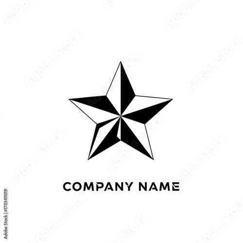 Black and white star logo design for company branding and marketing.