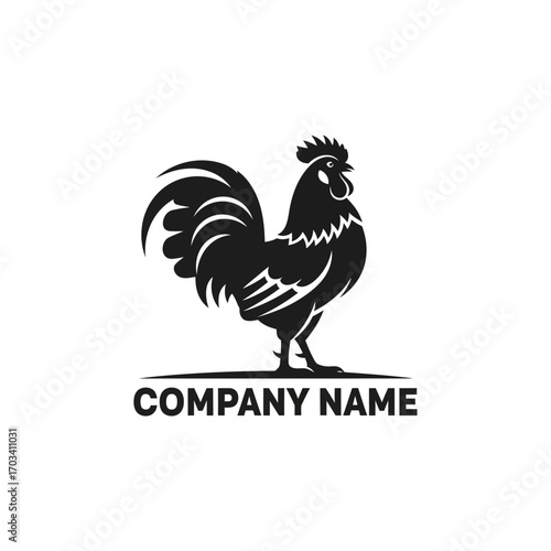 Black Rooster Silhouette Logo for Company Branding.