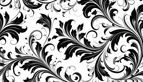 Wallpaper Mural Ornate floral pattern on white background Torontodigital.ca