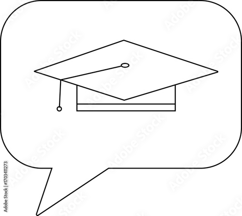 chat icon and graduation hat icon with white background