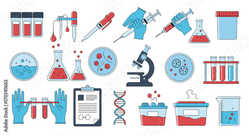 Microscopic organisms and laboratory equipment for scientific research and medical diagnostics