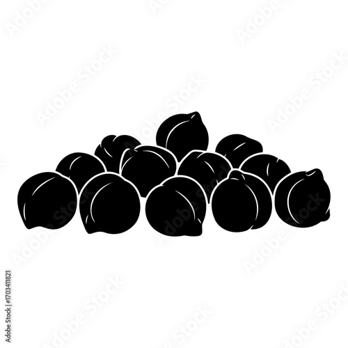 Roasted chickpeas piled in a silhouette graphic illustration  