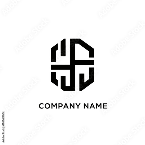 Geometric logo design with the company name below in black color.