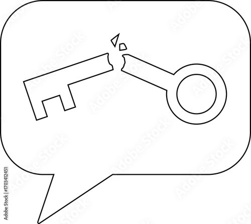 chat icon and broken key icon with white background