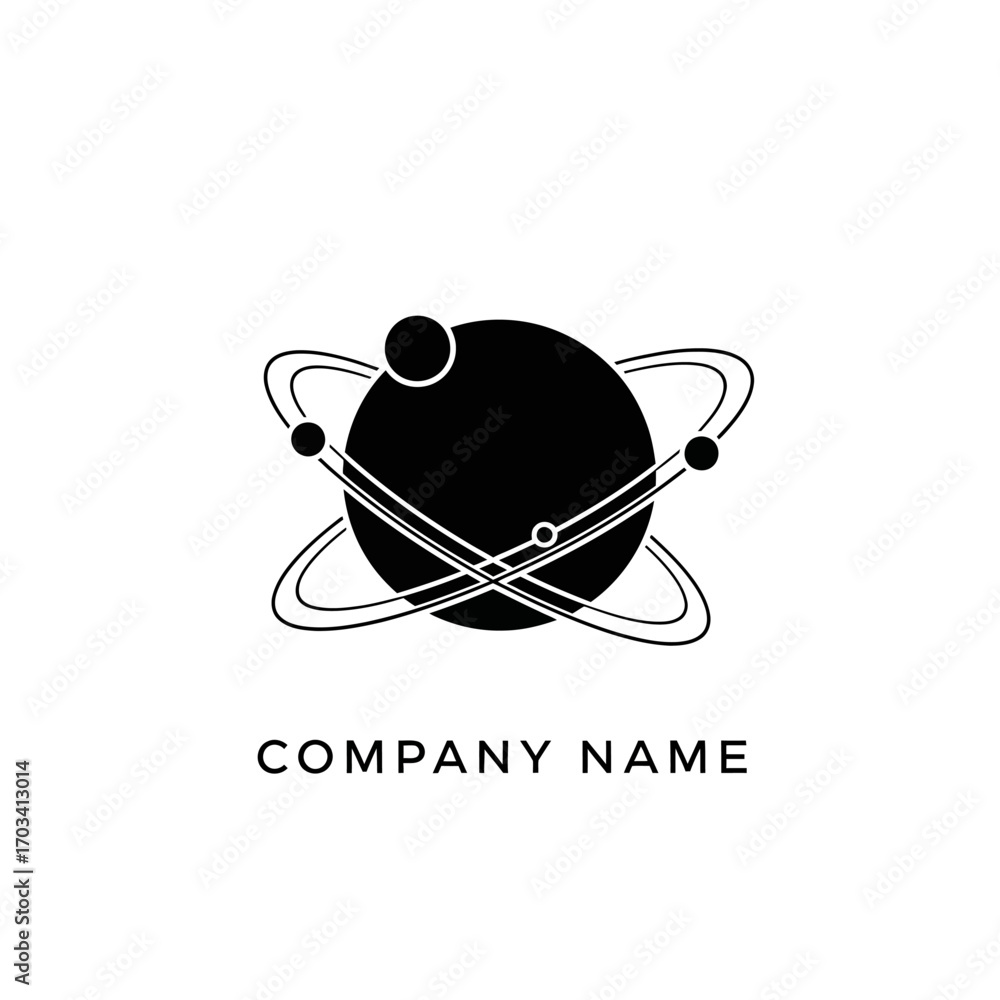 Fototapeta premium Monochrome icon representing physics technology and orbital mechanics.