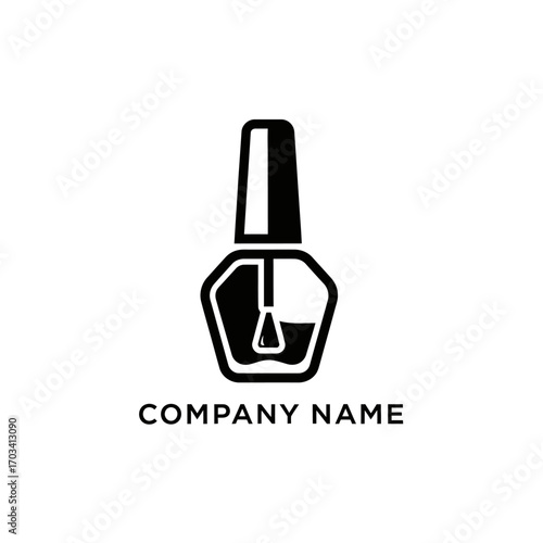 Simple black nail polish bottle icon logo design.