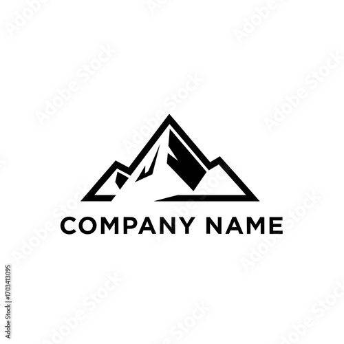 Simple geometric mountain peak logo design vector illustration.