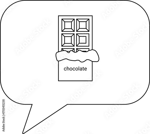 chat icon and chocolate bar icon with white background