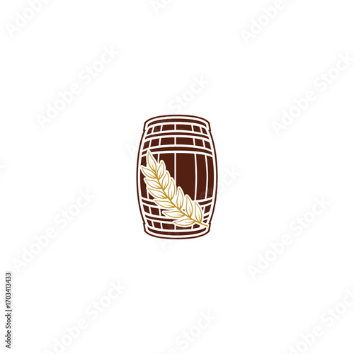 brown barrel design with wheat plants