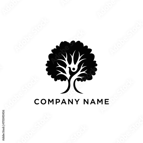 Tree with Human Figure Symbolizing Growth and Connection with Nature.