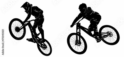 Vector art silhouette of cycling and mountain bike sports for bicycle and sports themes.
