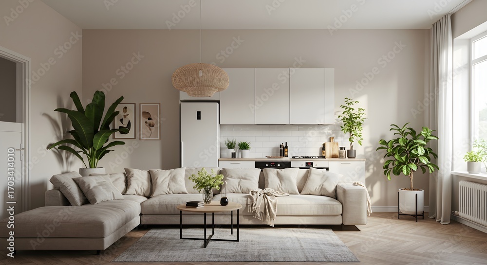 Fototapeta premium Stylish Contemporary Studio Apartment Interior