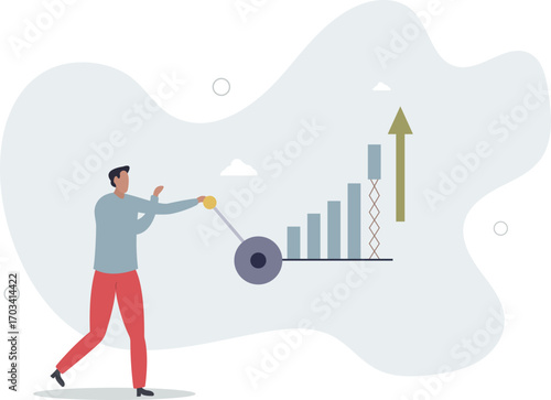Growing business graph, increase sale or investment growth, profit rising up or revenue growing, development or improvement concept.life and employment of people.