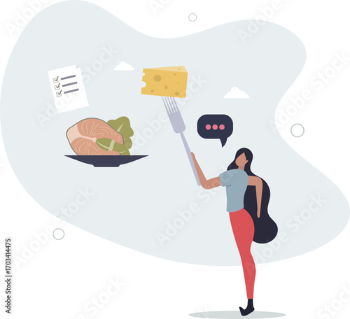Healthy meal planning with daily food ingredients list.life and employment of people.