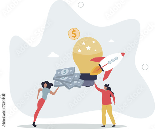 Venture capital as private equity and investors finances.Start up company capital growth from crowdfunding money raising.life and employment of people.