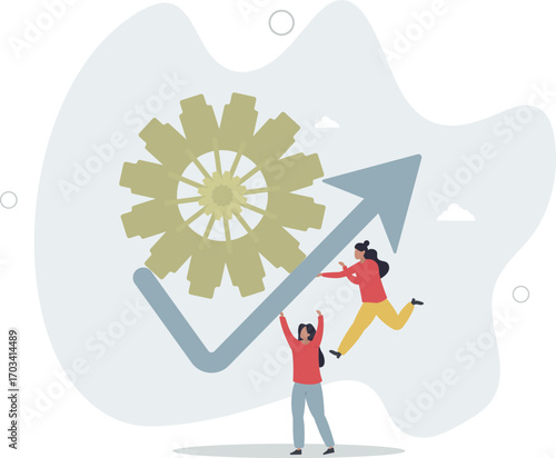 Economic recovery, bouncing from crisis or company return from loss to make profit, growth and success, business challenge in recession.life and employment of people.