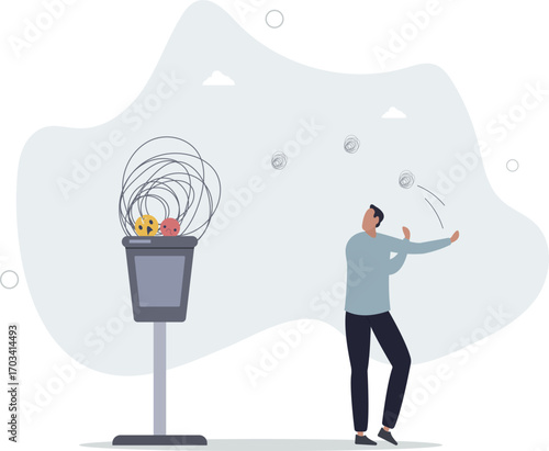 Get rid of work anxiety, stressed and unhappiness emotion, relax to gain happiness concep.life and employment of people.