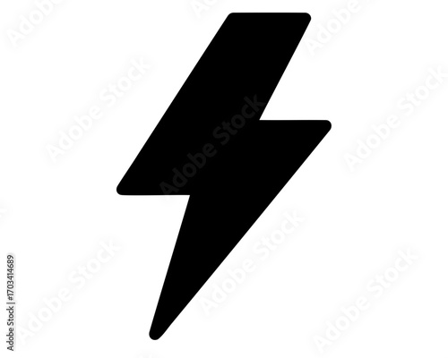 A graphic representation of a black lightning bolt on a white background