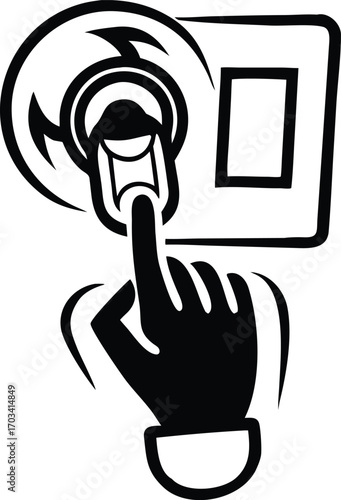 Finger pressing button touch interaction