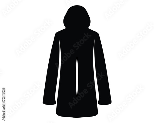 Black silhouette of a hooded robe or cloak with long sleeves