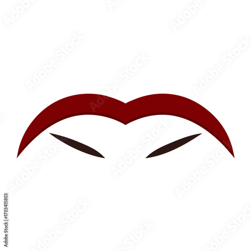 Mysterious red eyebrows and dark eyes on a black background