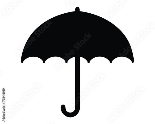 Simple flat vector icon illustration of a classic black umbrella shape