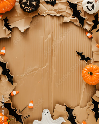 Cardboard halloween background with classic spooky vibe