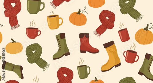 Cozy Autumn Pattern Illustration, Perfectly Suited for Fabric Prints, Scrapbooking Paper, and Seasonal Marketing Materials