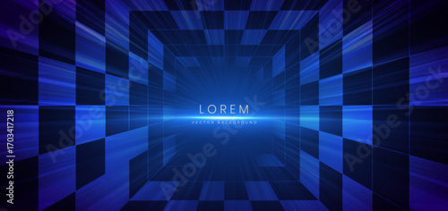 Speed movement lines with square table on dark background. Hispeed car decor concept.