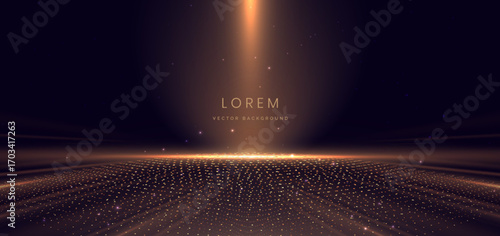 Scene gold light glowing with lighting effect on dark background.