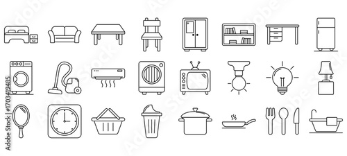 Set of home necessities Icons or symbols Vector fully editable file.