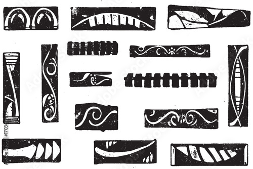 Abstract Linocut Stamps Collection