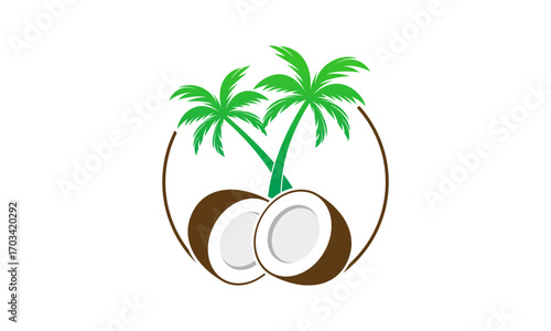 Coconut tree and fruit logo design