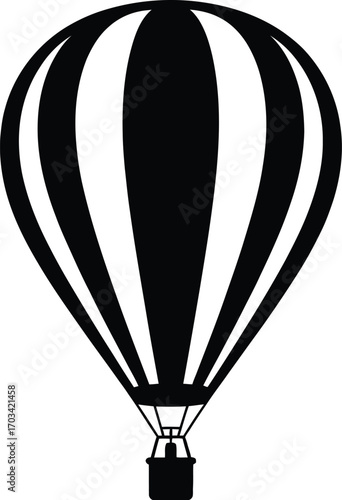 Black and white striped hot air balloon airship zeppelin