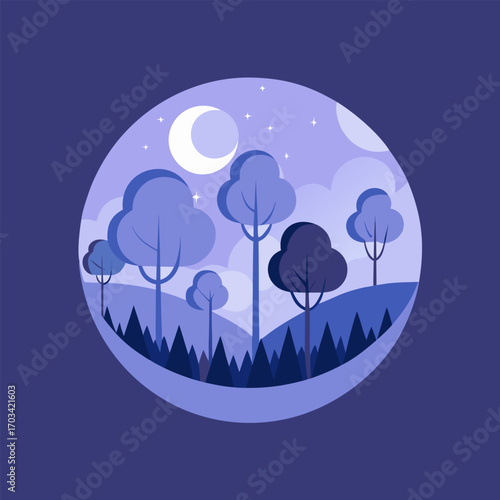 night landscape with moon