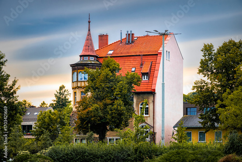 Ancient beautiful residential house in the historic Oliwa district in Gdansk	
