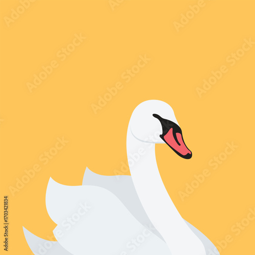 Logo White Swan Flat bird vector illustration.