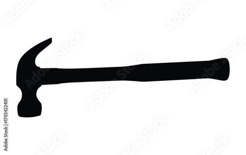 Black silhouette of a claw hammer tool on a white background